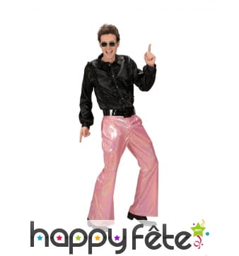 Pantalon rose holographique disco pour homme