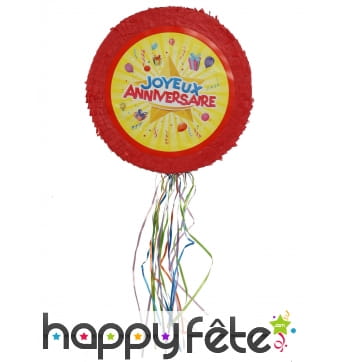 Pinata ronde Joyeux Anniversaire de 50cm