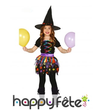 Petite robe noire colorée de sorcière pour enfant