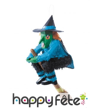 Pinata sorcière sur son balais de 46cm