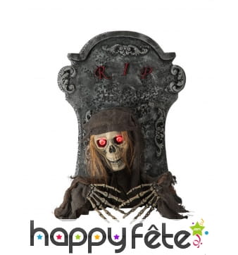 Pierre tombale avec squelette lumineux 60cm