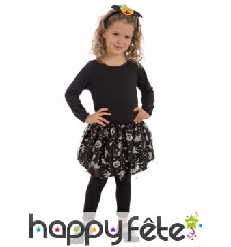 Petit tutu noir avec imprimés halloween argentés