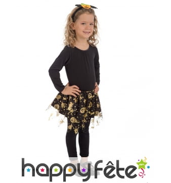 Petit tutu noir avec imprimés halloween dorés