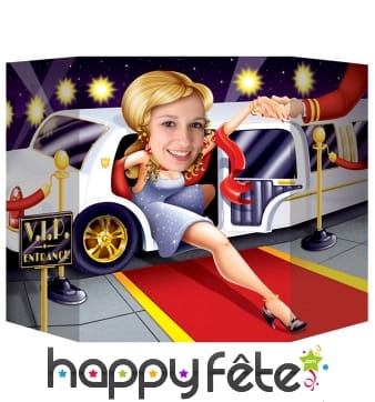 Passe-tête star VIP en limousine, 94x64 cm