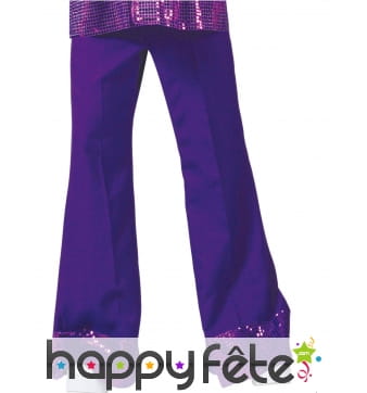 Pantalon violet disco bords recouverts de sequins