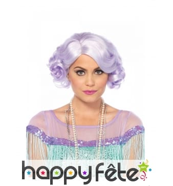 Perruque violet ondulée style Charleston, luxe