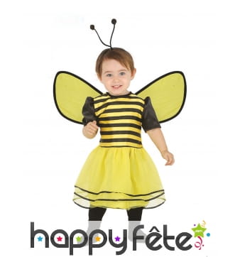 Robe abeille avec ailes et antennes pour bébé
