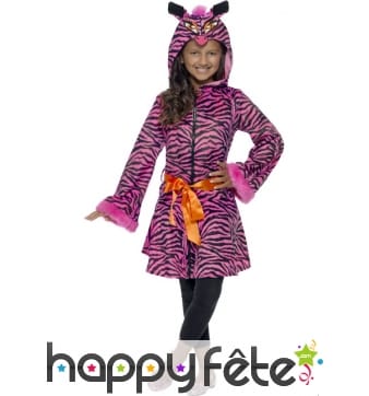 Robe à capuche zèbre rose