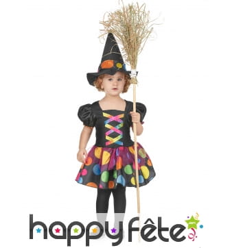 Robe à gros pois d'enfant sorcière