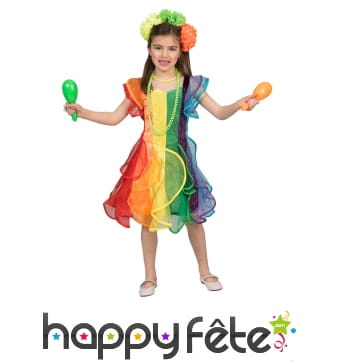 Robe brésilienne arc en ciel pour enfant