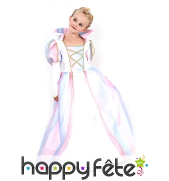 Robe blanche de princesse dégradé rose pour enfant