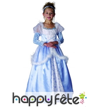 Robe bleue de princesse pour enfant avec froufrous