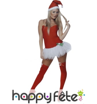 Robe bustier de mère Noël, jupon en tulle blanche