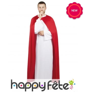 Robe blanche et cape rouge de Jesus pour adulte