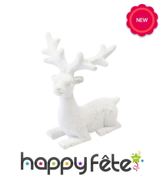 Renne blanc pailletté décoratif de 6,6cm