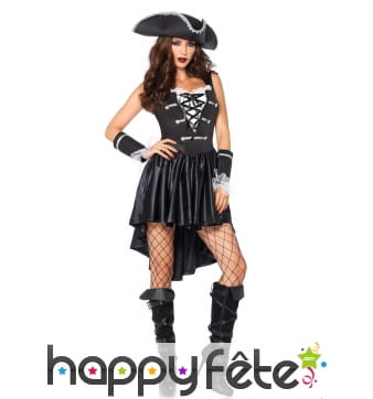 Robe courte corset noire de femme pirate
