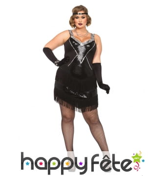 Robe charleston noir avec franges grande taille