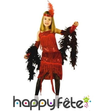 Robe charleston rouge à paillettes pour fillette