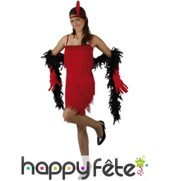 Robe charleston rouge courte à franges