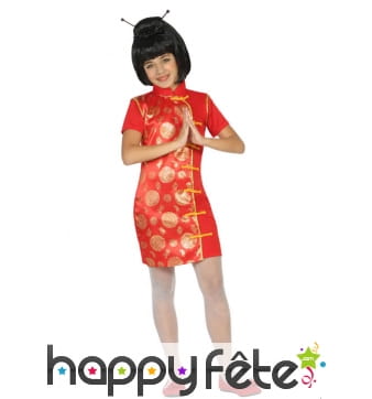Robe chinoise rouge et doré pour enfant