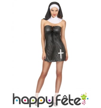 Robe courte sexy de nonne avec bustier