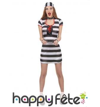 Robe courte sexy de prisonnière avec chapeau