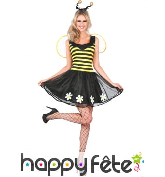 Robe d'abeille avec ailes et serre-tête, femme