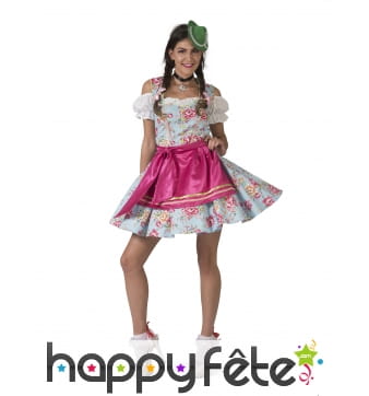 Robe de bavaroise fleurie pour femme avec tablier