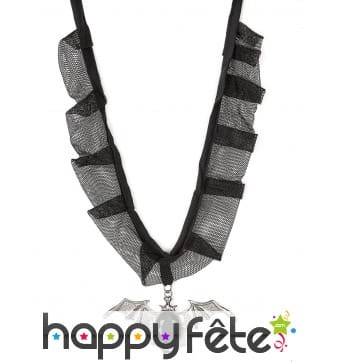 Ras de cou chauve-souris noir et argent