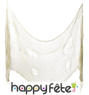 Rideau d'epouvante creme troué