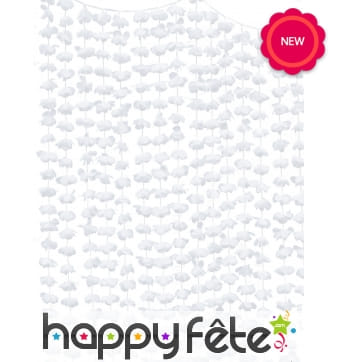 Rideau de fleurs blanches synthétiques, 200cm