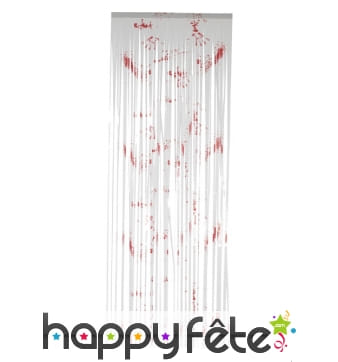 Rideau de lamelles blanc éclaboussé de sang