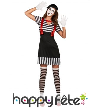 Robe de mime avec chapeau pour femme