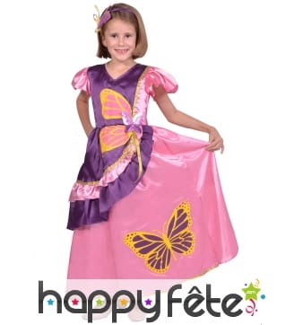 Robe de petite princesse papillon avec serre tete