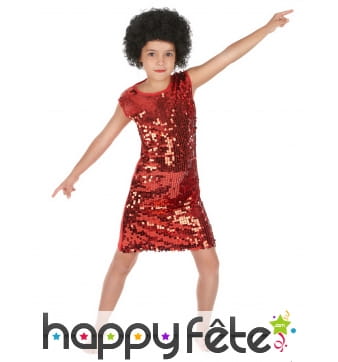 Robe disco rouge à paillettes pour enfant