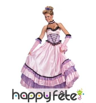 Robe de saloon rose et violet