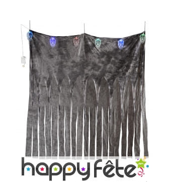 Rideau gris avec têtes de morts lumineuses, 1,85m