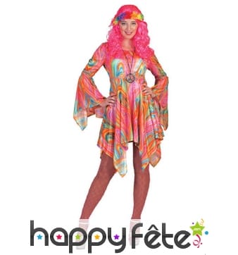 Robe hippie marbrée multicolore