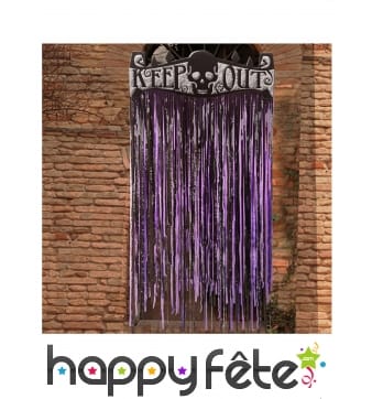 Rideau lambeaux Halloween violet Keep Out, 145cm