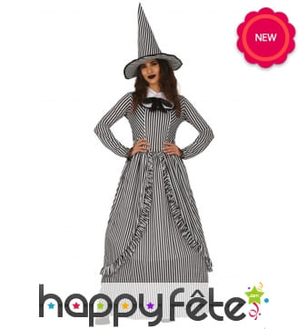 Robe lignée noire et blanche de sorcière