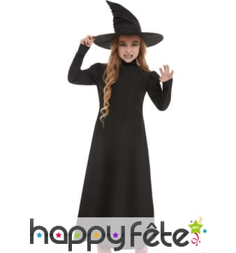 Robe longue noire de sorcière pour enfant