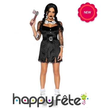 Robe noire courte de Halloween pour femme
