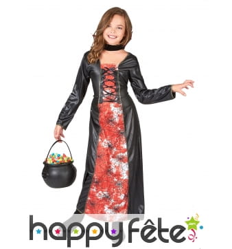 Robe noire et orange imprimé araignées pour enfant