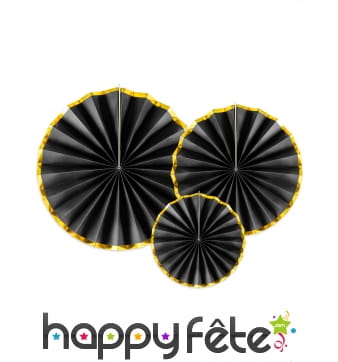 Rosaces noires et dorées en carton, x3