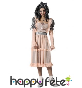 Robe poupée de porcelaine avec serre tete, adulte