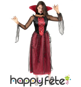 Robe rouge de vampire avec voilage noir