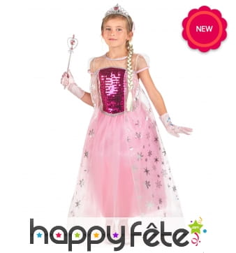 Robe rose et transparente de princesse pour enfant