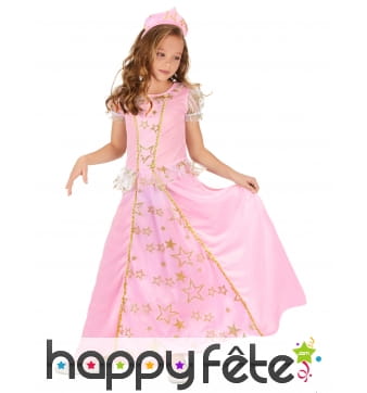 Robe rose étoilée de petite princesse