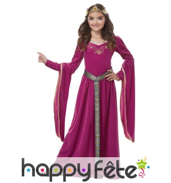 Robe rose médiévale pour enfant