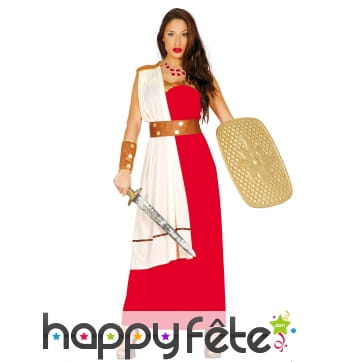 Robe rouge romaine avec cape blanche